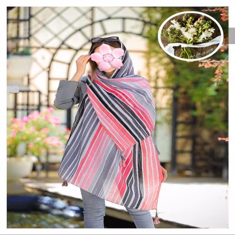 شال نخی اسپان منگوله دار اعلا با کیفیت خوب و عالی 
 قواره حدود 2 در 75