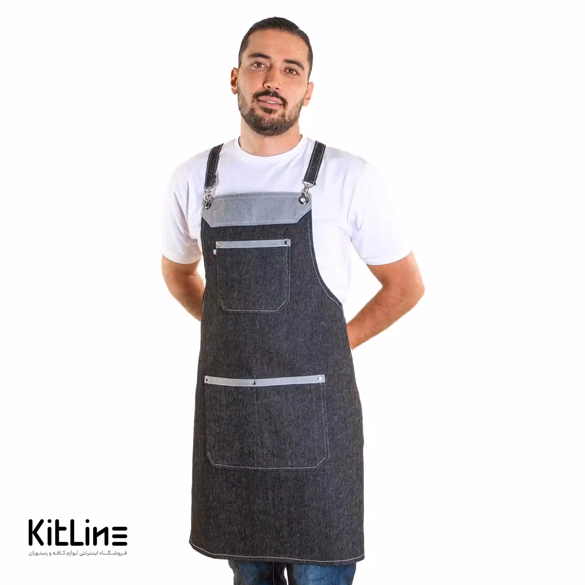 پیشبند جین 3 جیب ذغالی کیوان