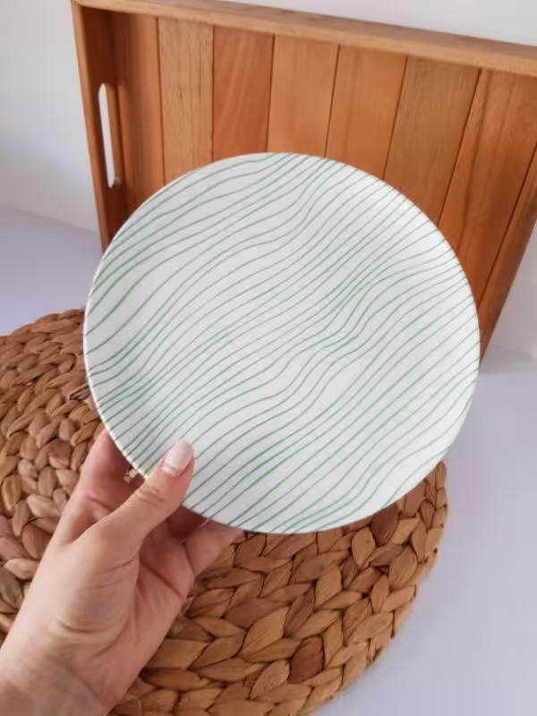 پیش دستی رنگی کد 2010- طرح سبز راه راه