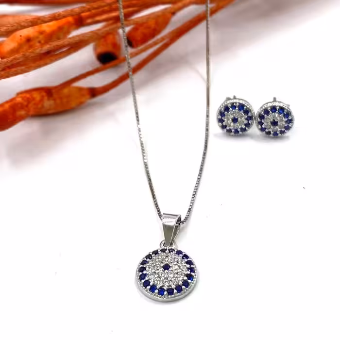 نیمست نقره چشم نظر ،بسیار شیک و ظریف با وزن 5.4گرم با زنجیر محکم