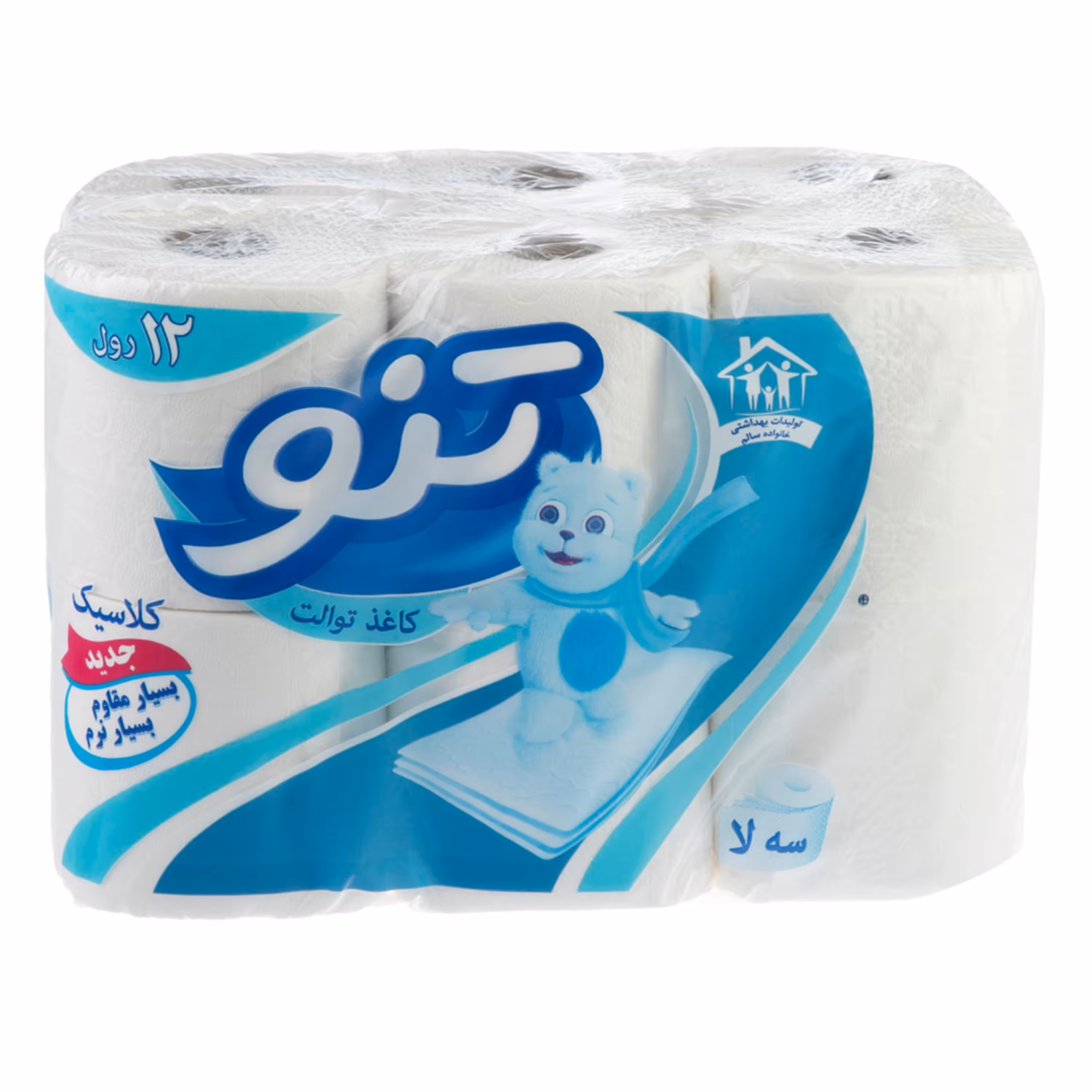 دستمال توالت تنو 12 رول 3 لایه با جذب فوق العاده