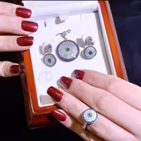 نیم ست چشم نظرمیکرورنگی نقره ابکاری طلاسفید