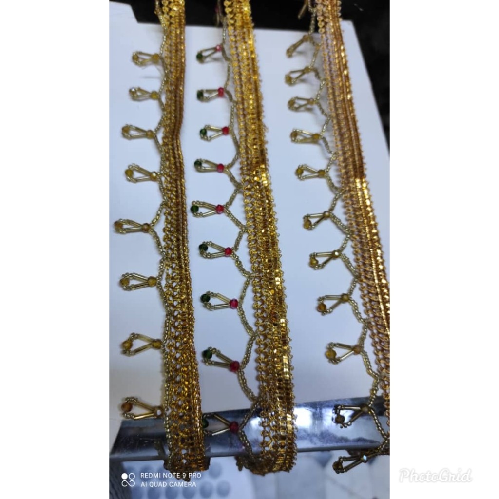 نوار ملیله ای منجق دار  هفت و نیم متری فروش بصورت عمده و تک 