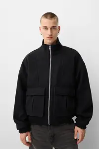 کت مشکی مردانه سیاه ژاکت برشکا اورجینال Bershka