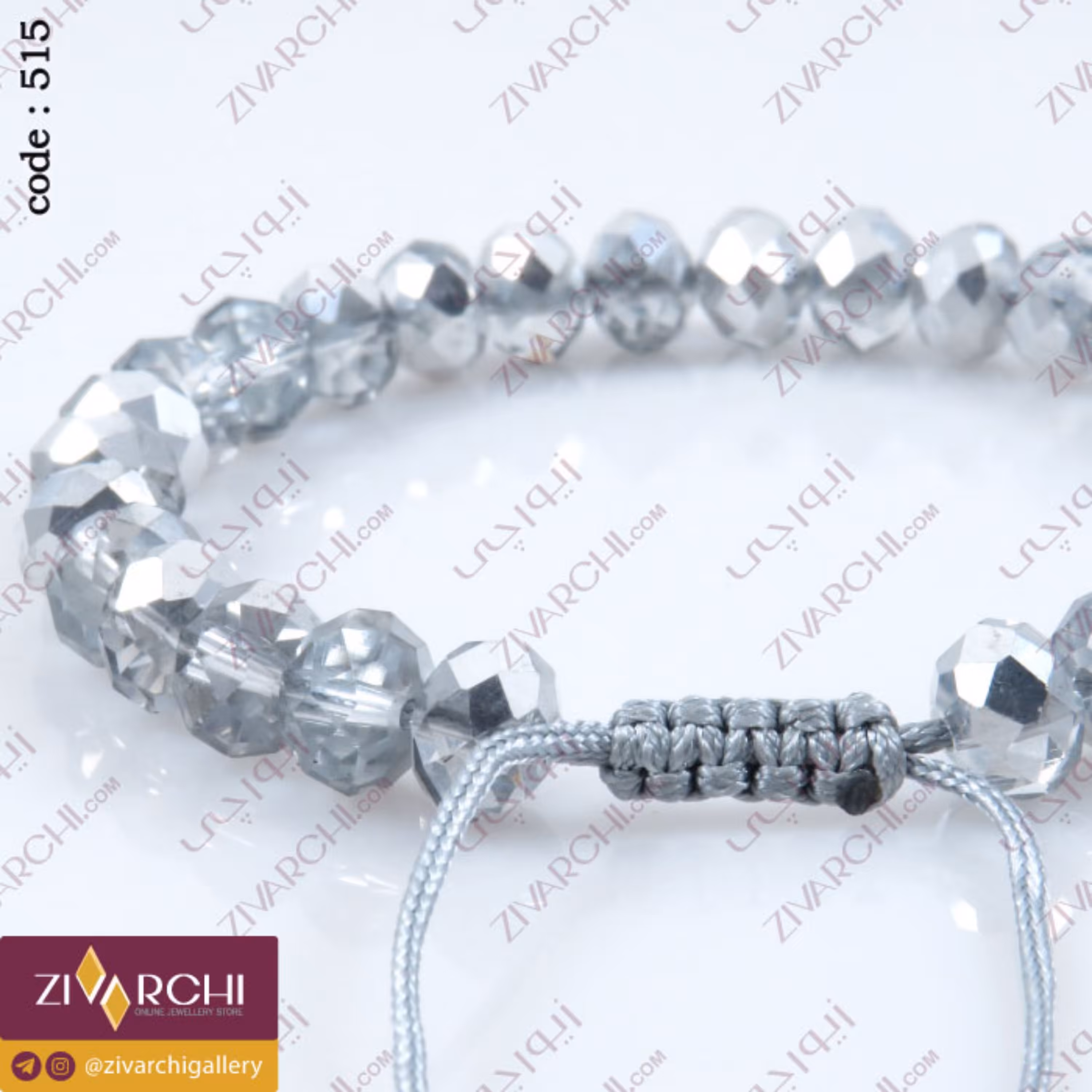دستبند مهره ای کریستالی 515