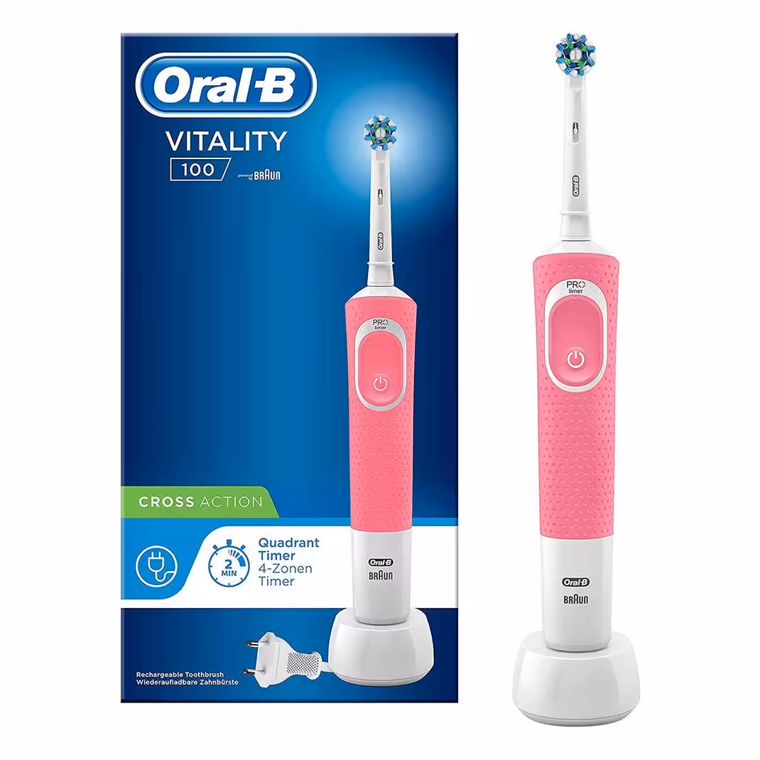 مسواک برقی اورال بی مدل VITALITY 100 3D WHITE صورتی | فروشگاه ارس ترک