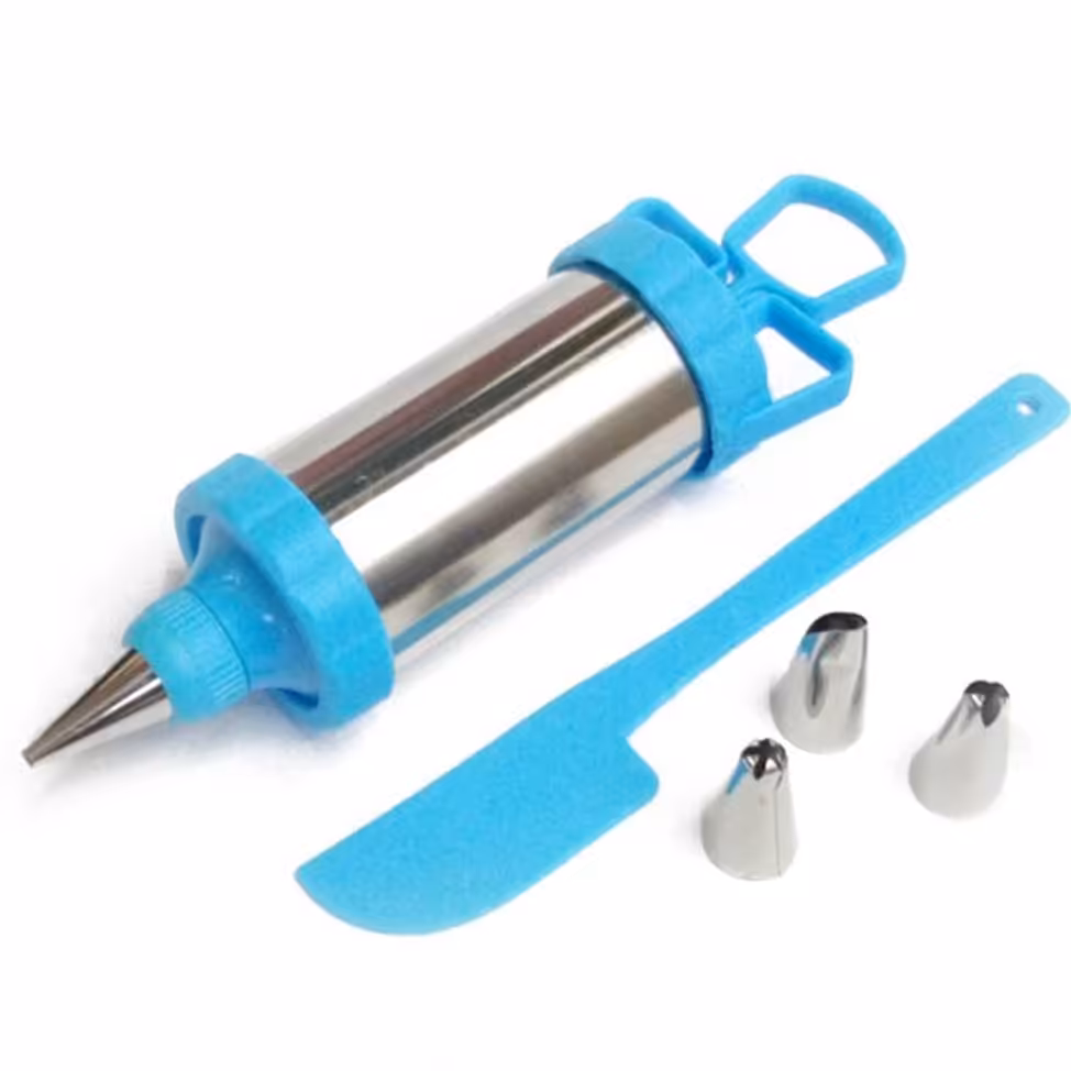 قیف خامه زن و شیرینی مدل سرنگی استیل مجموعه 6 عددی 