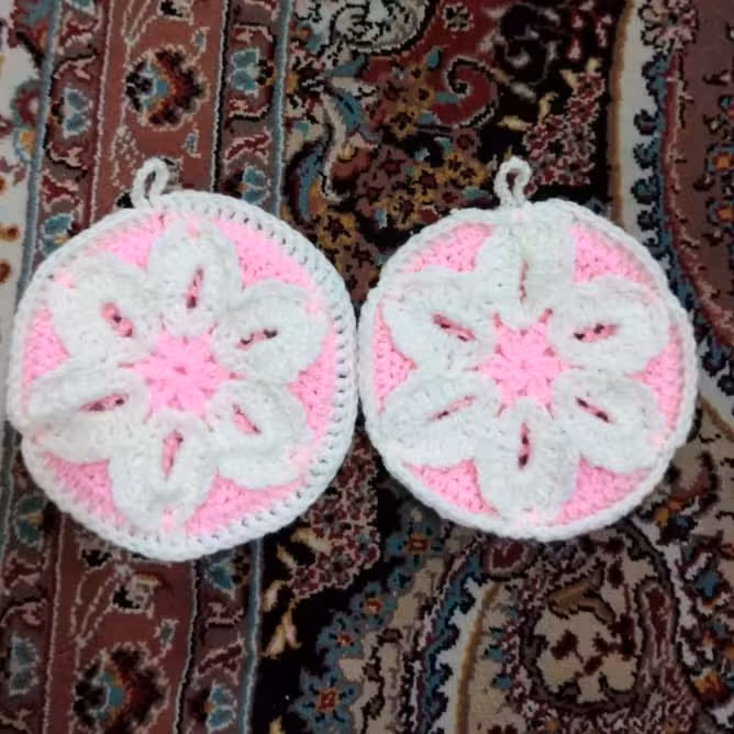 دستگیره بافتنی مدل گل