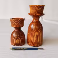 شمعدان چوبی خراطی با چوب روسی ست 2 عددی