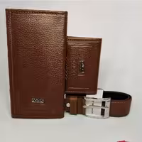 ست کیف پول وکمر بندوجاکارتی عسلی برند Gocci جعبه پاپیونی