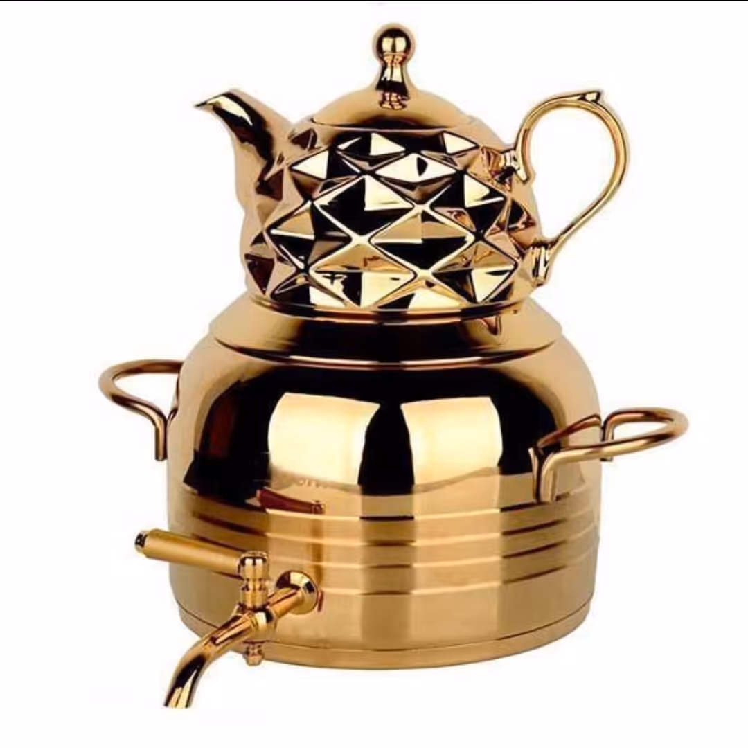 کتری و قوری طلایی کفی چدن ورق ضخیم (در چهار رنگ مختلف)