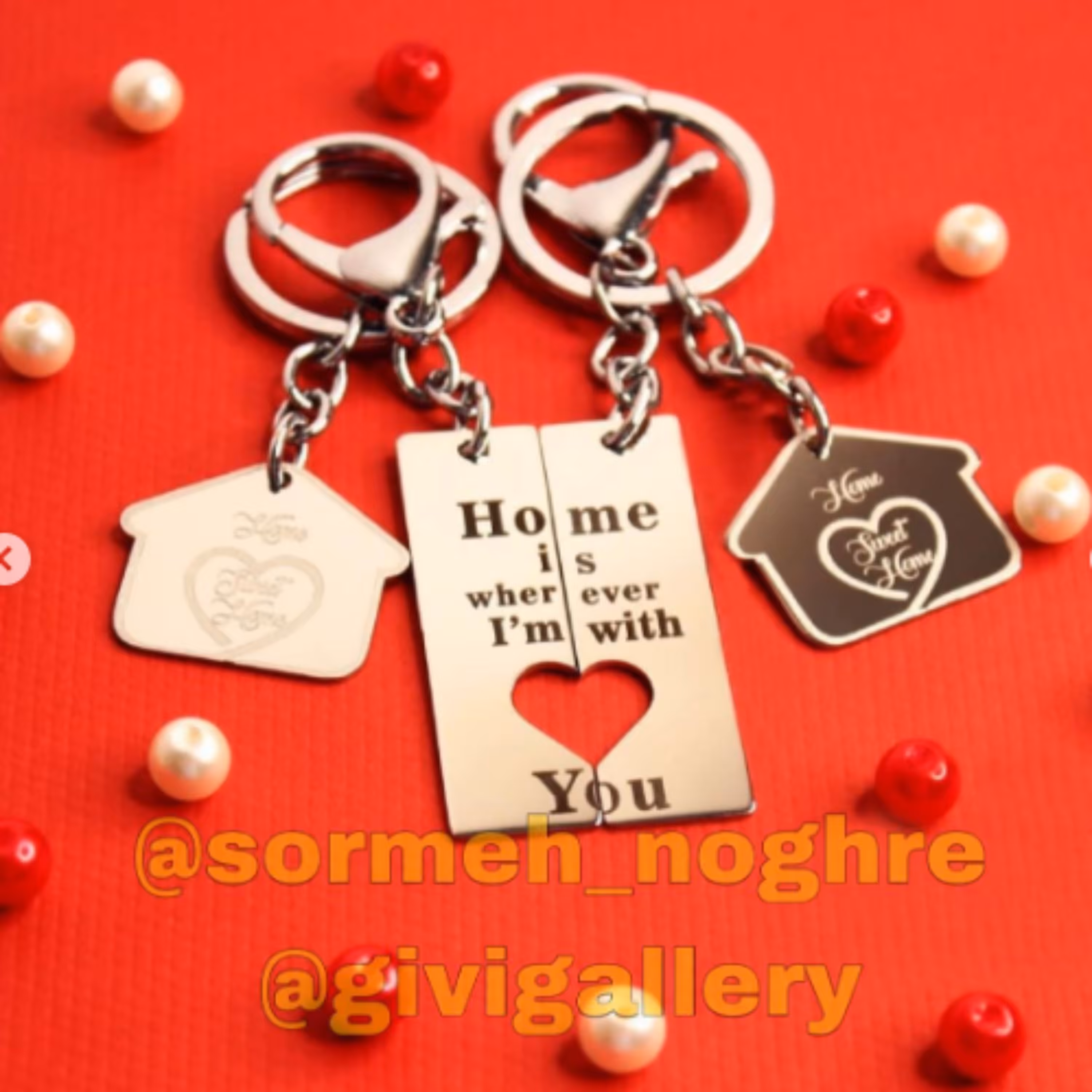 جاکلیدی دوتایی عاشقانه طرح خونه بهمراه حک دلخواه 