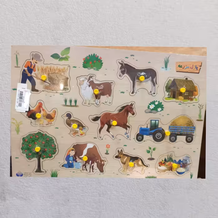 پازل چوبی یک تکه مزرعه  دسته دار