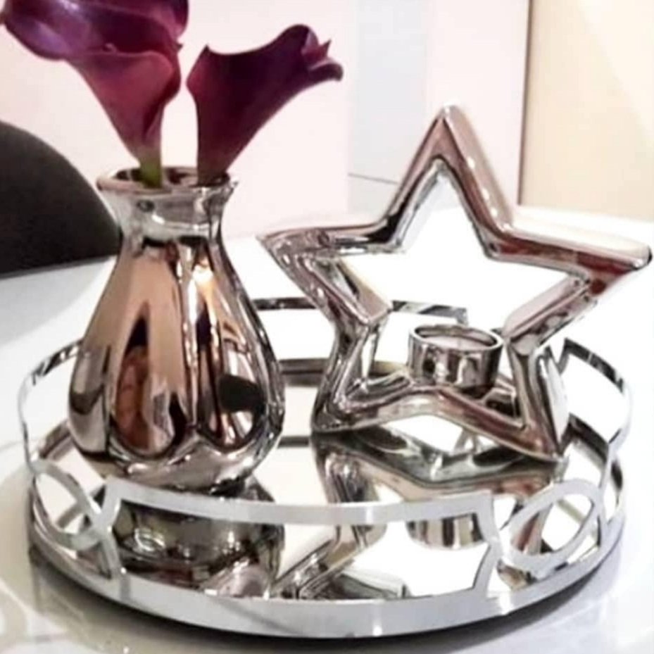 سینی کف اینه برند برنوا مدل طنابی نقره ای