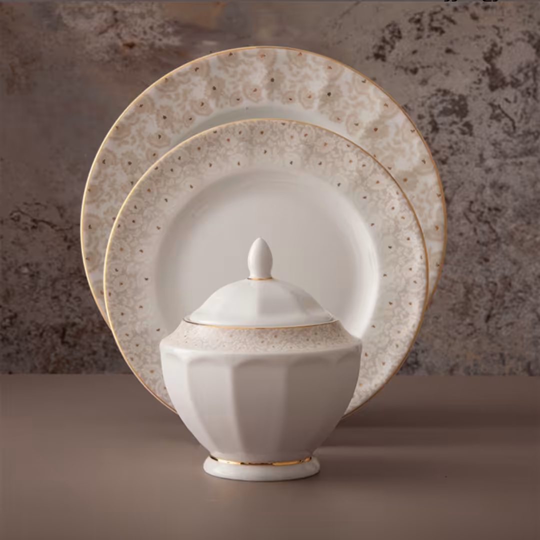 سرویس چینی زرین کاررا گلد قالب نئوکلاسیک (درجه یک) 103 پارچه 12 نفره - ارسال رایگان با باربری به مرکز استان مقصد