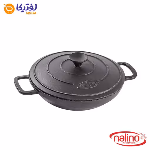 تابه وک چدن نالینو سایز 28 با درب چدن فلتی
