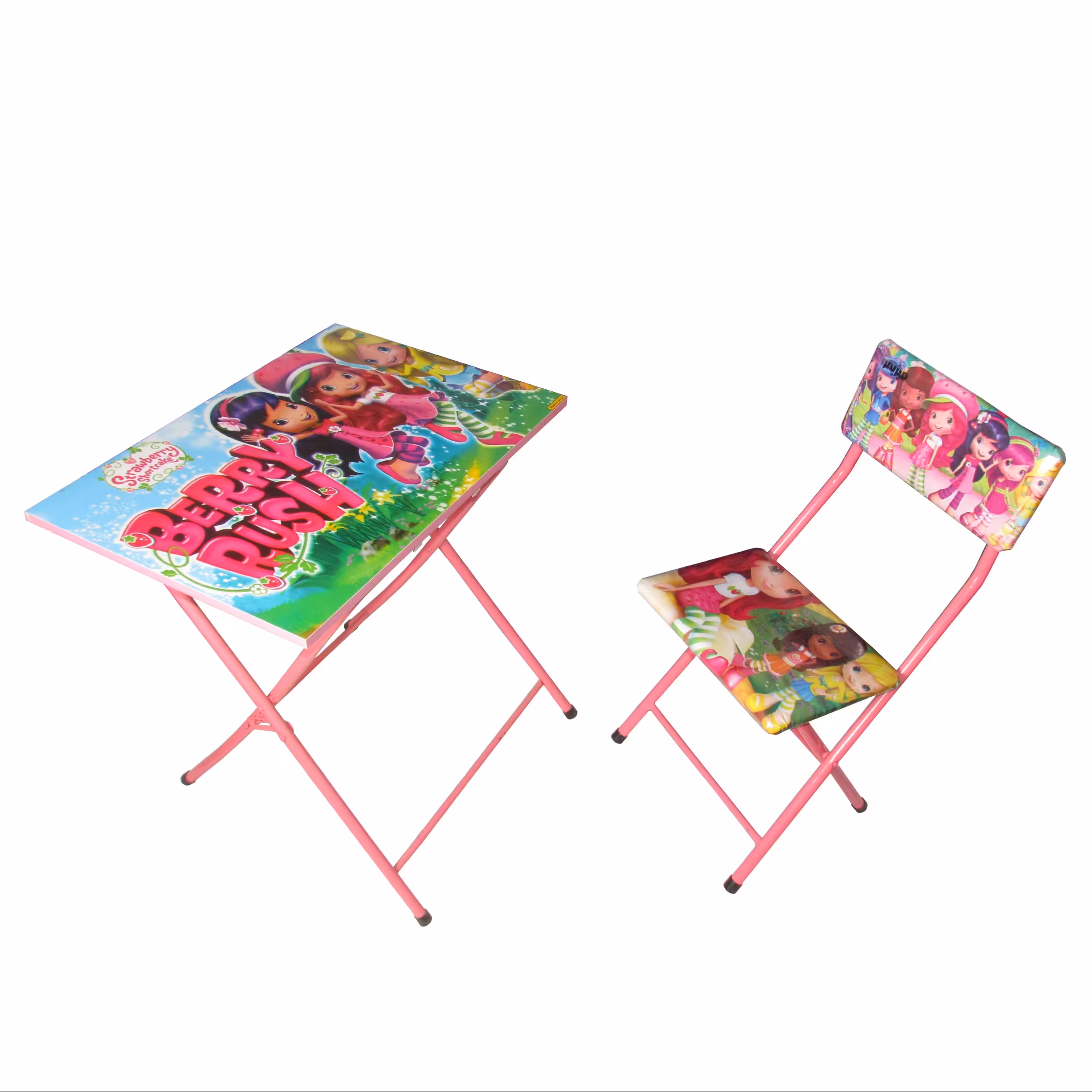 میز تحریر با صندلی میزیمو طرح توت فرنگی (مدل پایه رنگی) کد 251