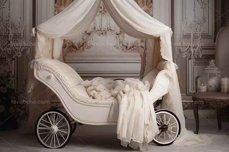 بک دراپ عکاسی نوزاد کالسکه زیبا | گرافیک با طعم تربچه