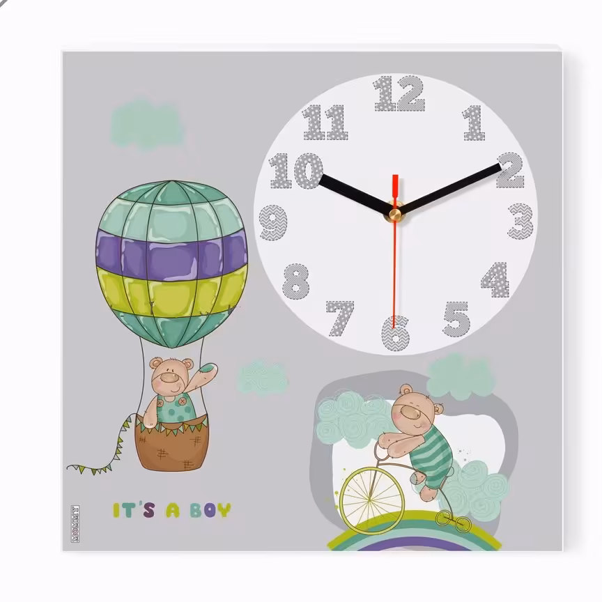 ساعت دیواری اتاق کودک طرح خرس و بالن کد 7820