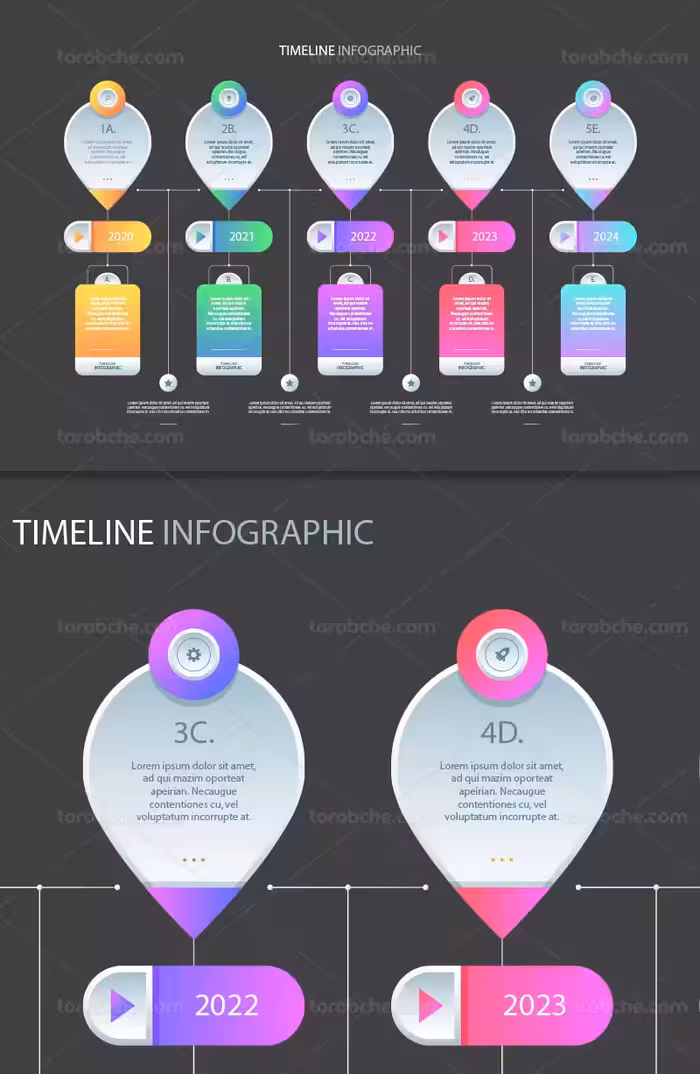 وکتور اینفوگرافیک رنگی | گرافیک با طعم تربچه