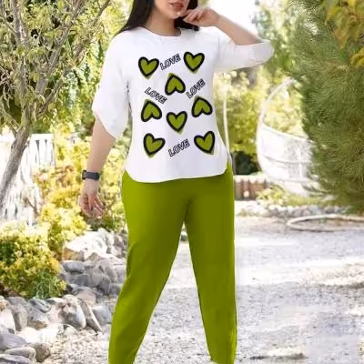 تیشرت و شلوار زنانه مدل قلبی