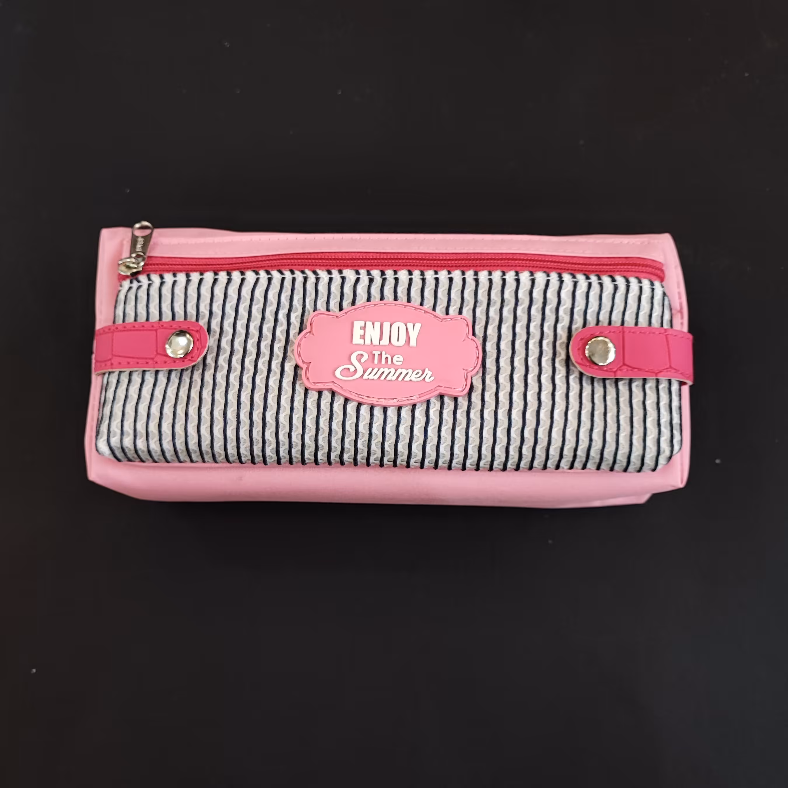 جامدادی مدل enjoy - دو زیپ و دکمه دار - صورتی (پس کرایه)