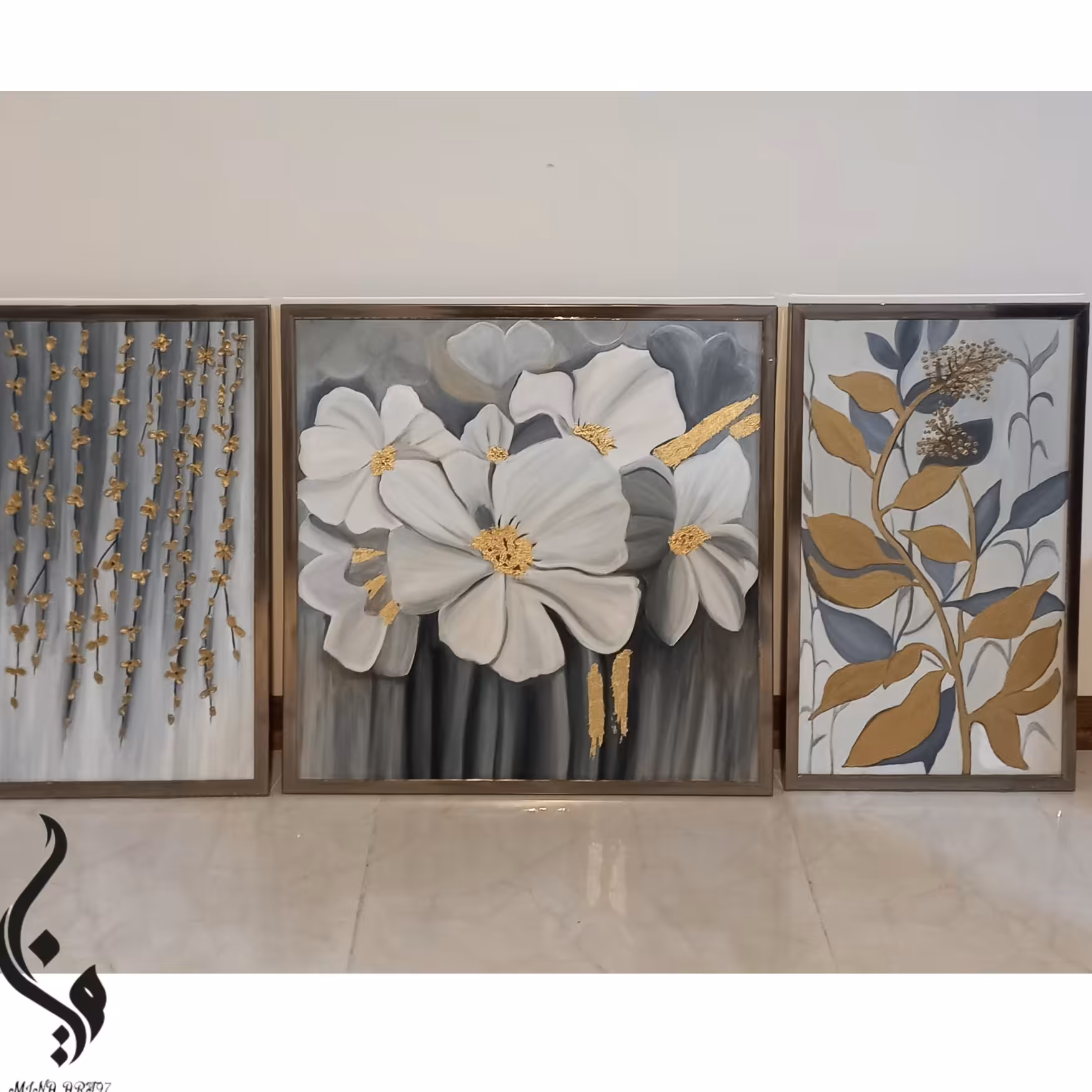 تابلو دکوراتیو   سه لت  قابل اجرا با طرح و رنگ و ابعاد دلخواه شما تماما کار دست و غیر چاپی 