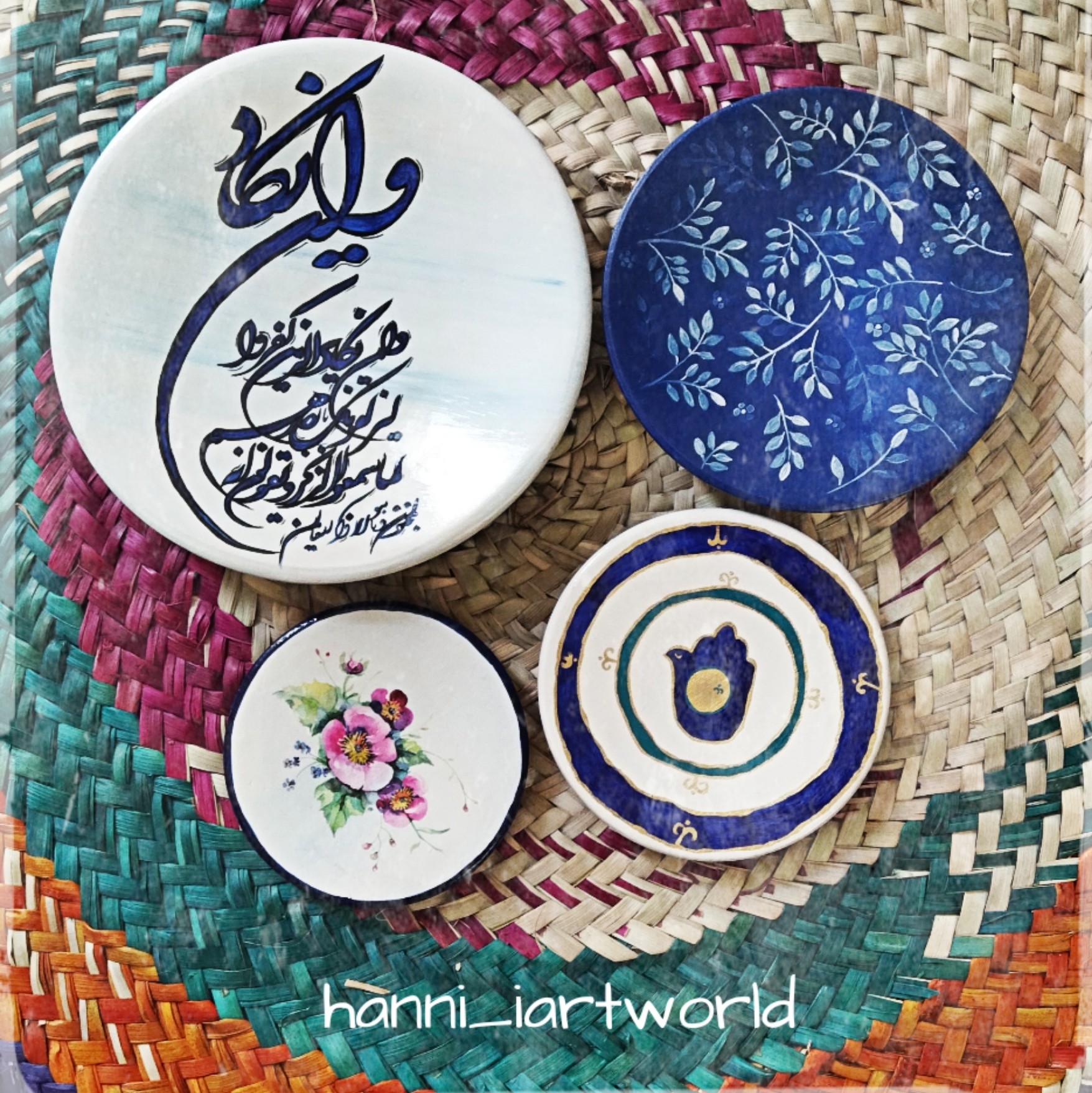 ست دیوار کوب آبی و سفید 4 عددی