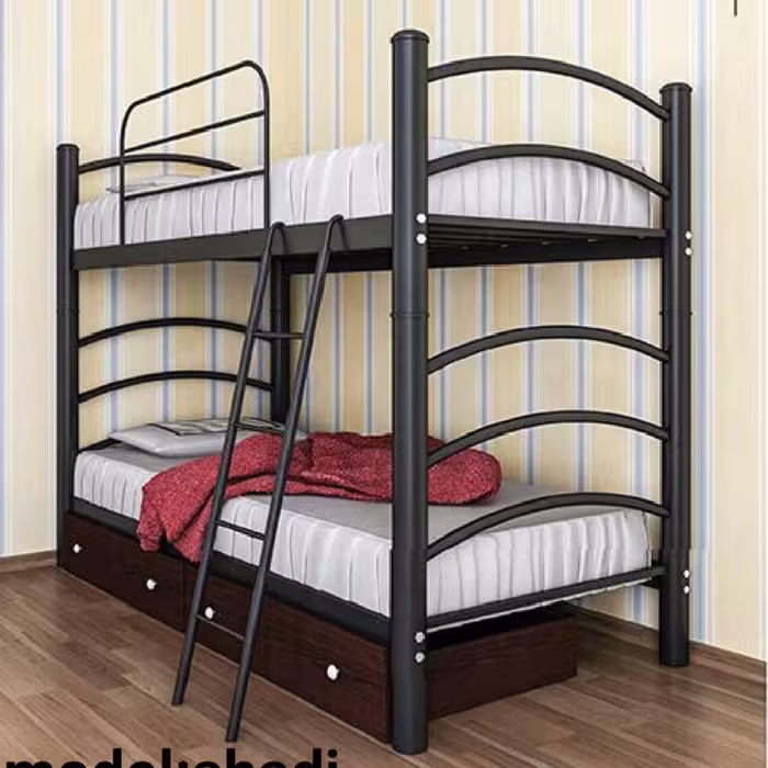 تخت خواب دو طبقه فلزی مدل شادی با کشو بدون تشک (پرداخت کرایه پس از تحویل)