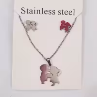  نیم ست استیل وارداتی دختر و پسر رنگ ثابت ضد حساسیت  کیفیت آبکاری عالی