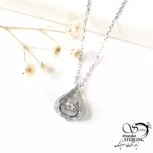 گردنبند نگین جواهری نقره طرح مدرن