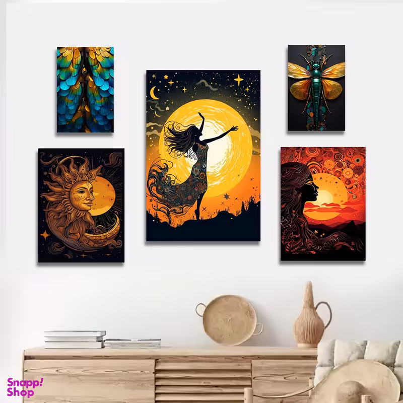 تابلو شاسی بکلیت طرح غروب خورشید مدل SH-1194 مجموعه 5 عددی