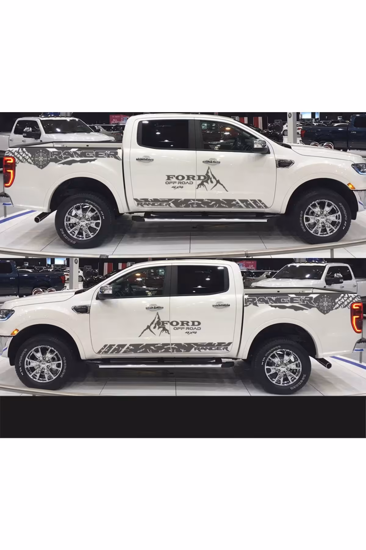 برچسب آرم و نوار شبرنگ خاکستری BODY FORD RANGER OFF ROAD 4X4 ماشین سازگار با Melek Pazarı