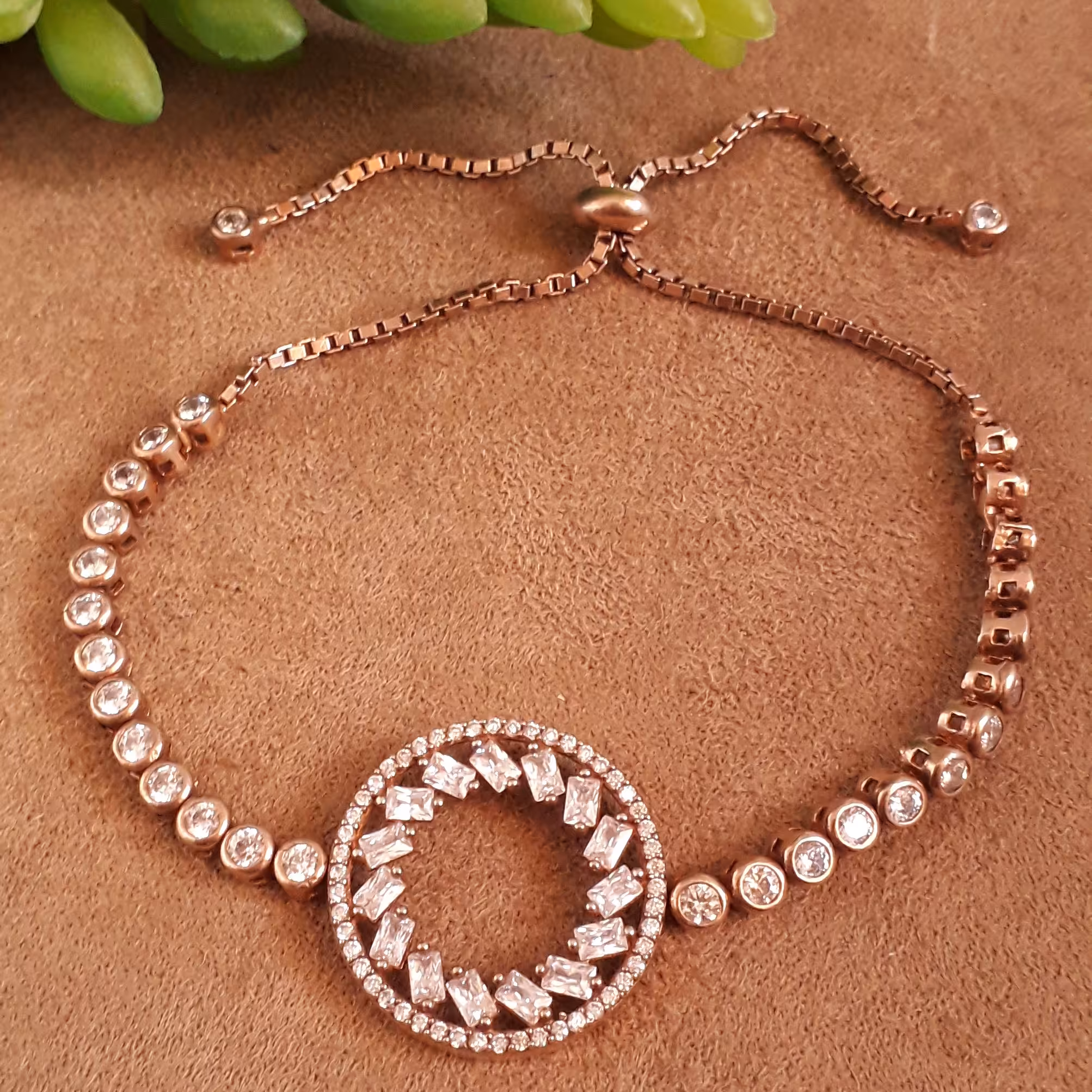 دستبند آسانسوری نقره ایتالیا با روکش طلا رزگلد