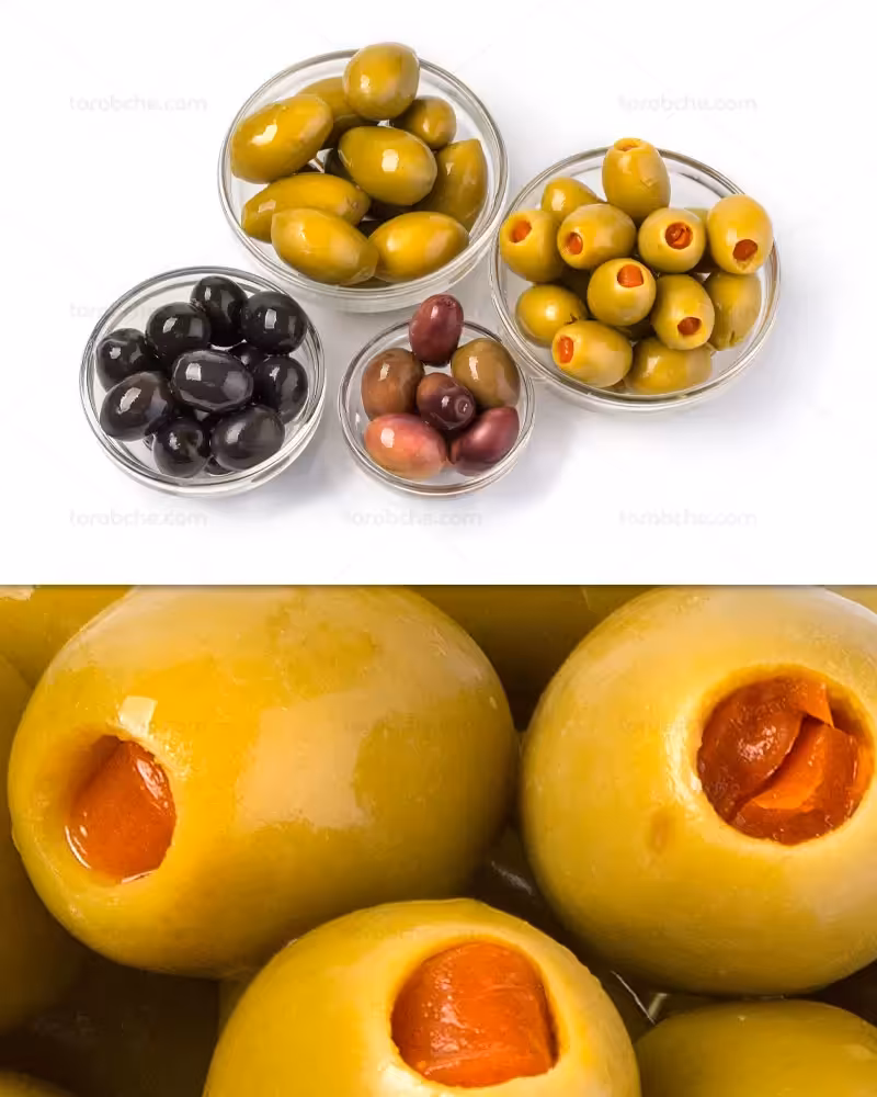 عکس زیتون در چهار طعم و نوع | گرافیک با طعم تربچه