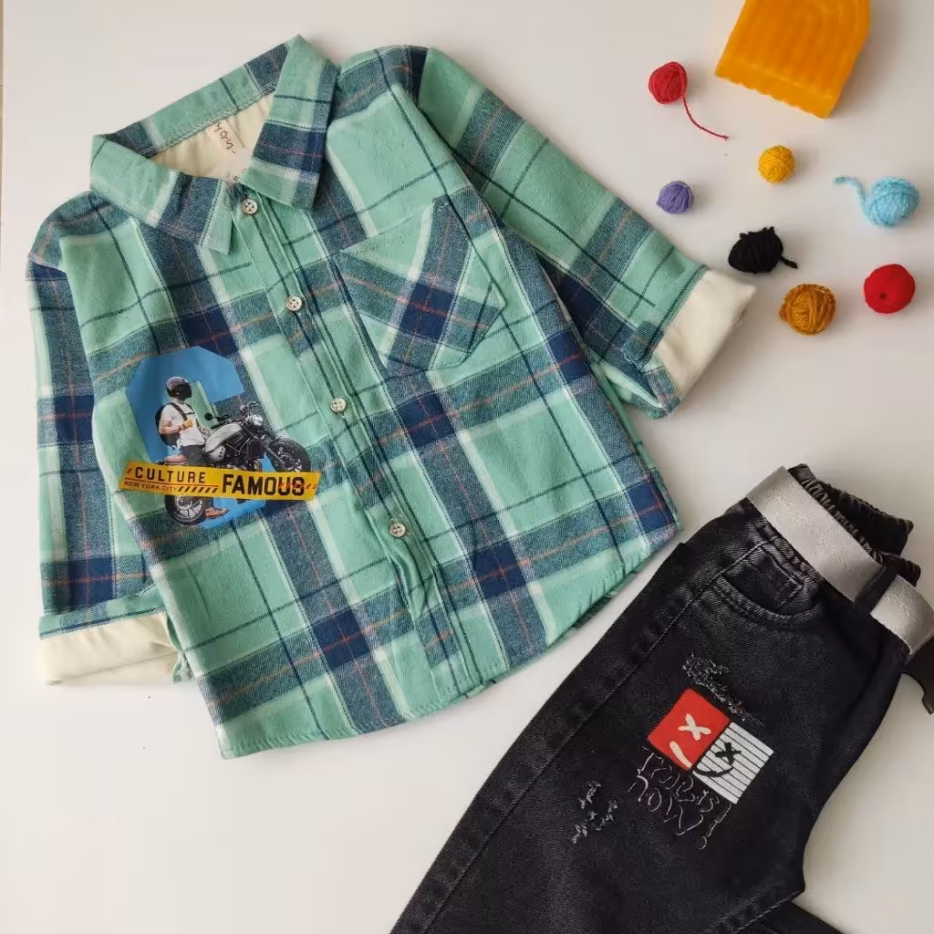 پیراهن پسرانه چهارخونه وارداتی مناسب 2 سال تا 9 سال