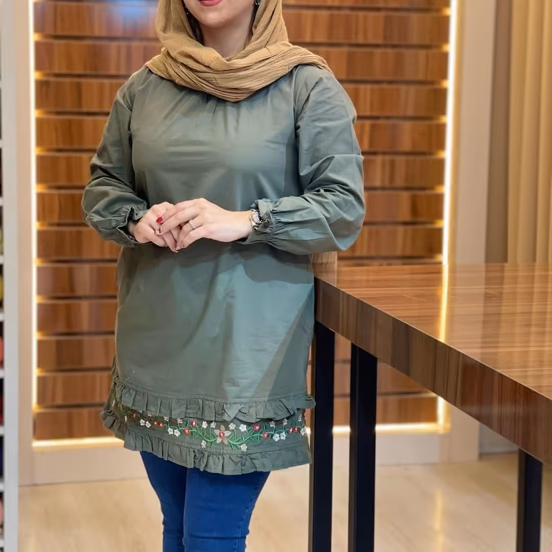 تونیک گلدوزی دخترانه و زنانه مدل گلشن در رنگ بندی ( سایز 36 تا 50 و سایز بزرگ )