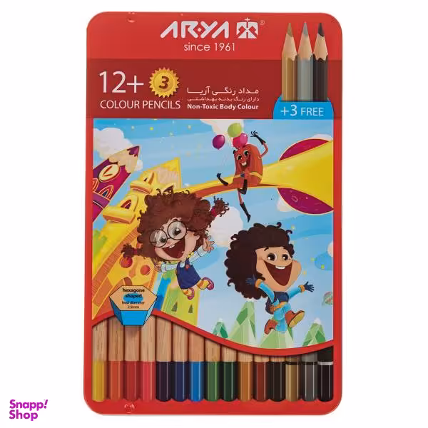 مداد رنگی 12 رنگ آریا مدل 3021