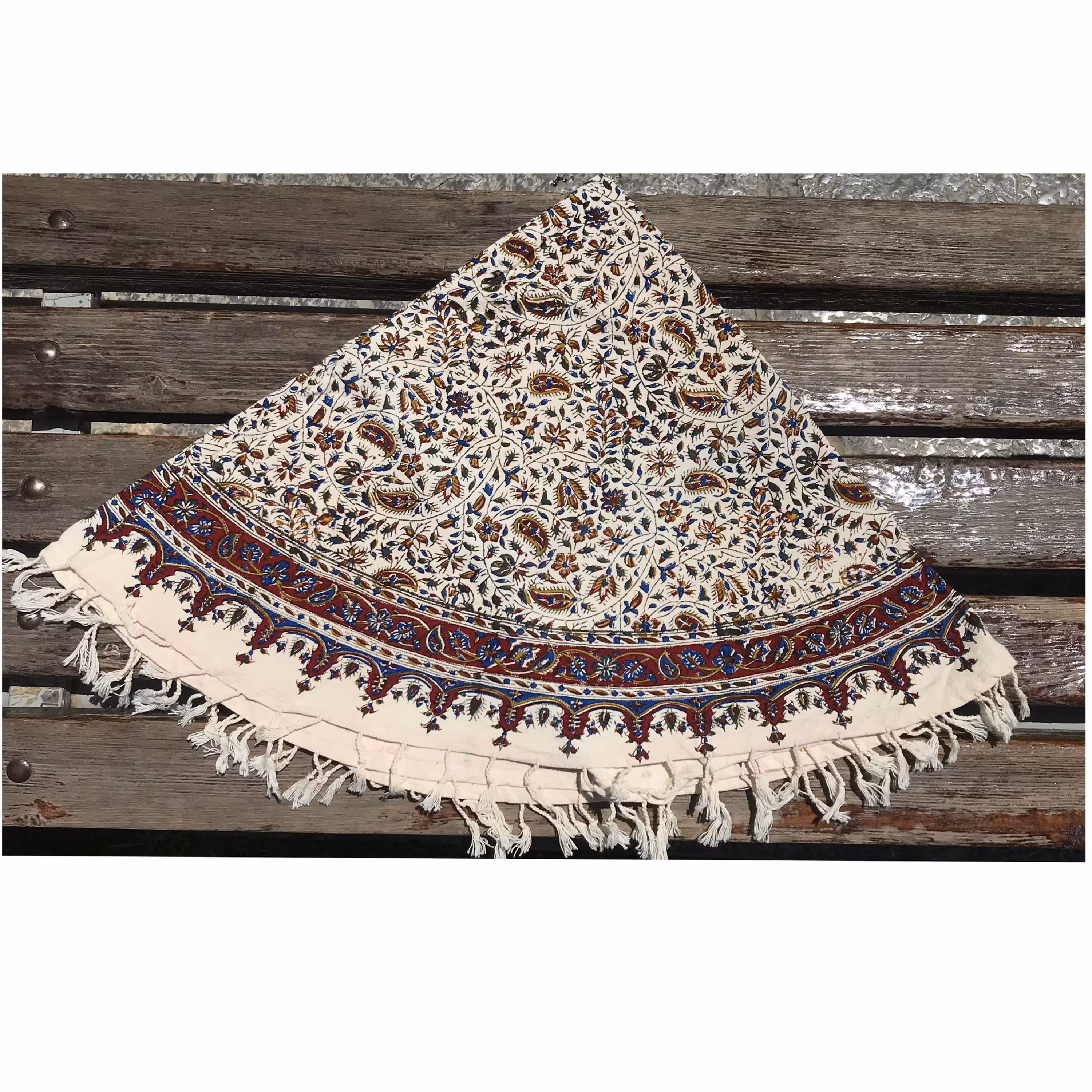 رومیزی قلمکار گرد قطر 120 طرح بادامی اعلا
