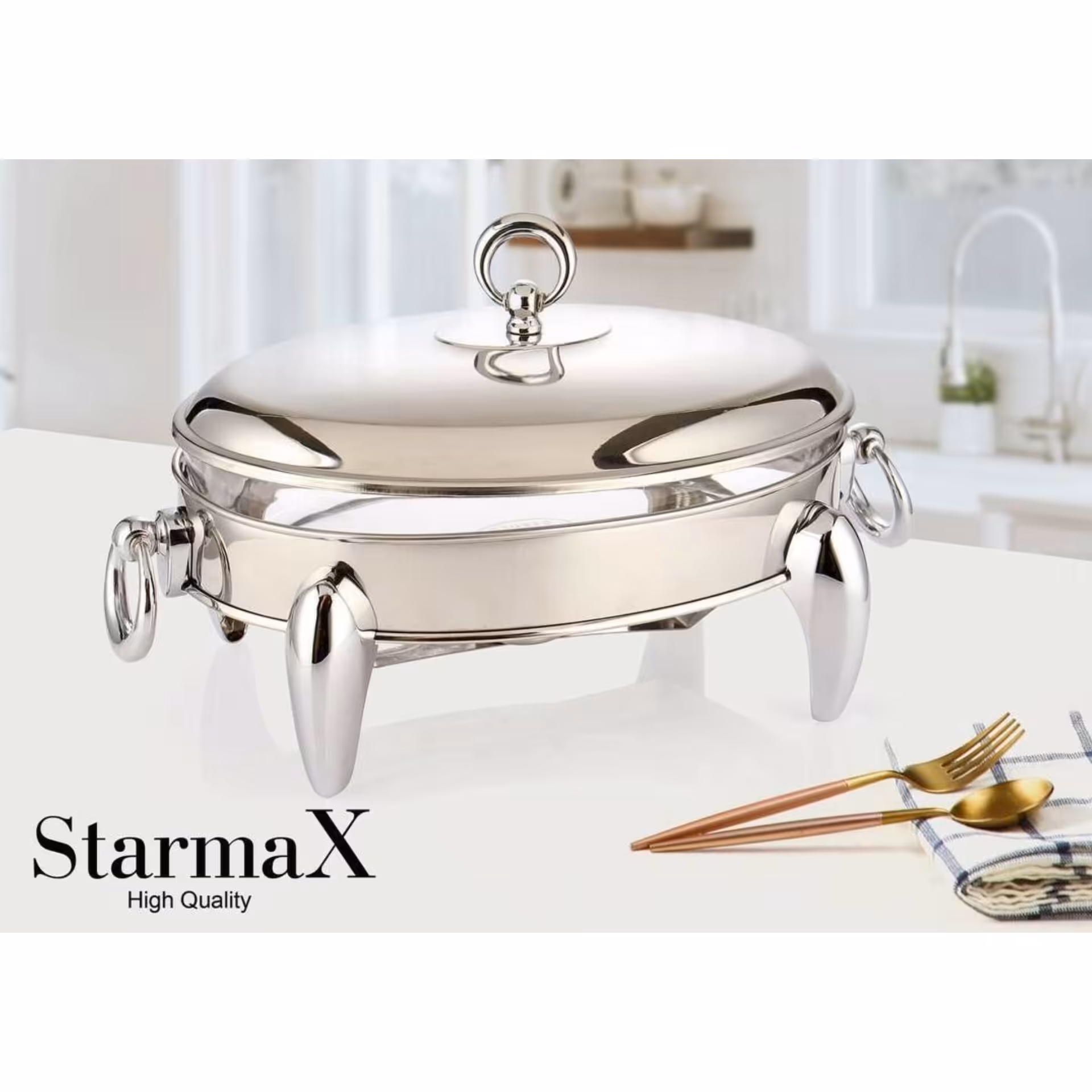 سوفله خوری بیضی سایز بزرگ نقره ای