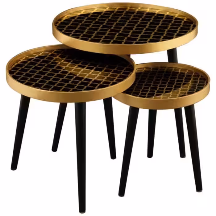 میز عسلی سه تکه مدل ALMA کد T-731-MONZA رنگ GOLD