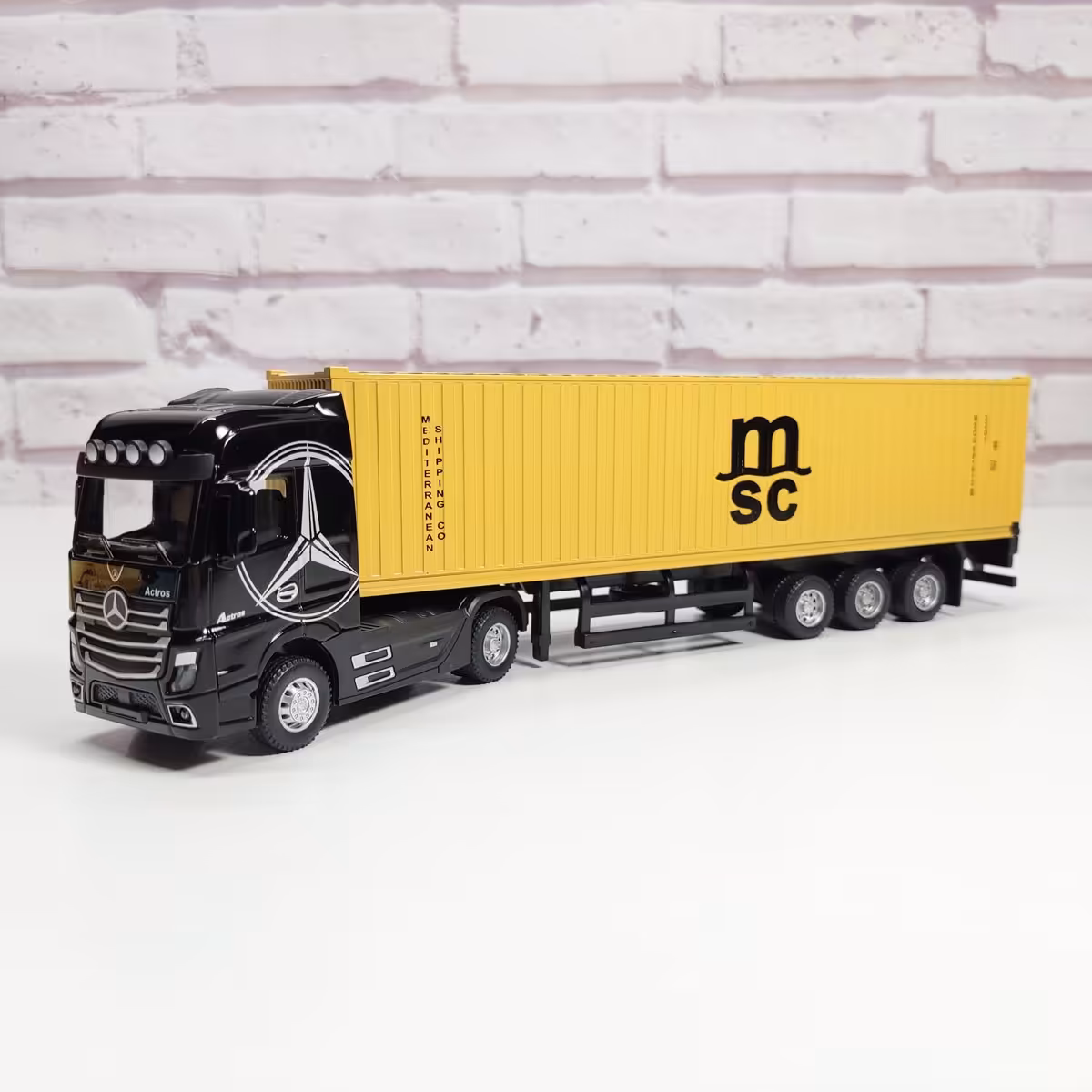 ماکت تریلی کانتینر دار مرسدس بنز آکتروس مشکی(Mercedes Benz Actros)