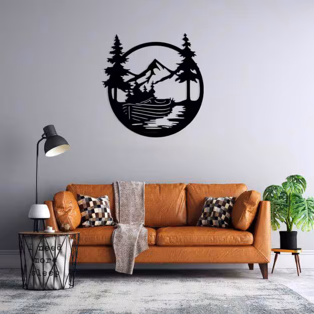 استیکر دیواری طرح قایق در رودخانه