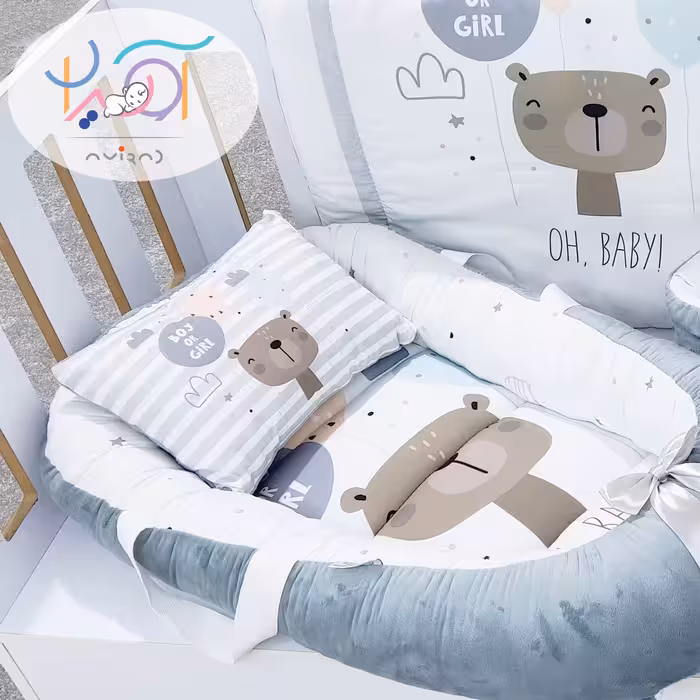 سرویس خواب پنج  تکه ی  نوزادی آویراد مدل خرس قهوه ای