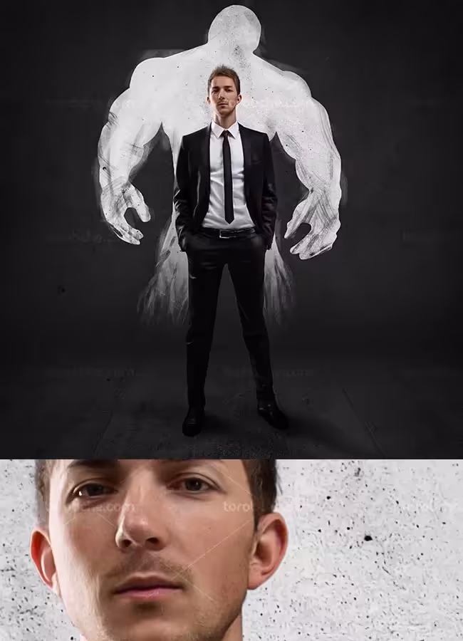 تصویر با کیفیت کسب و کار مفهومی مرد قدرتمند - گرافیک با طعم تربچه