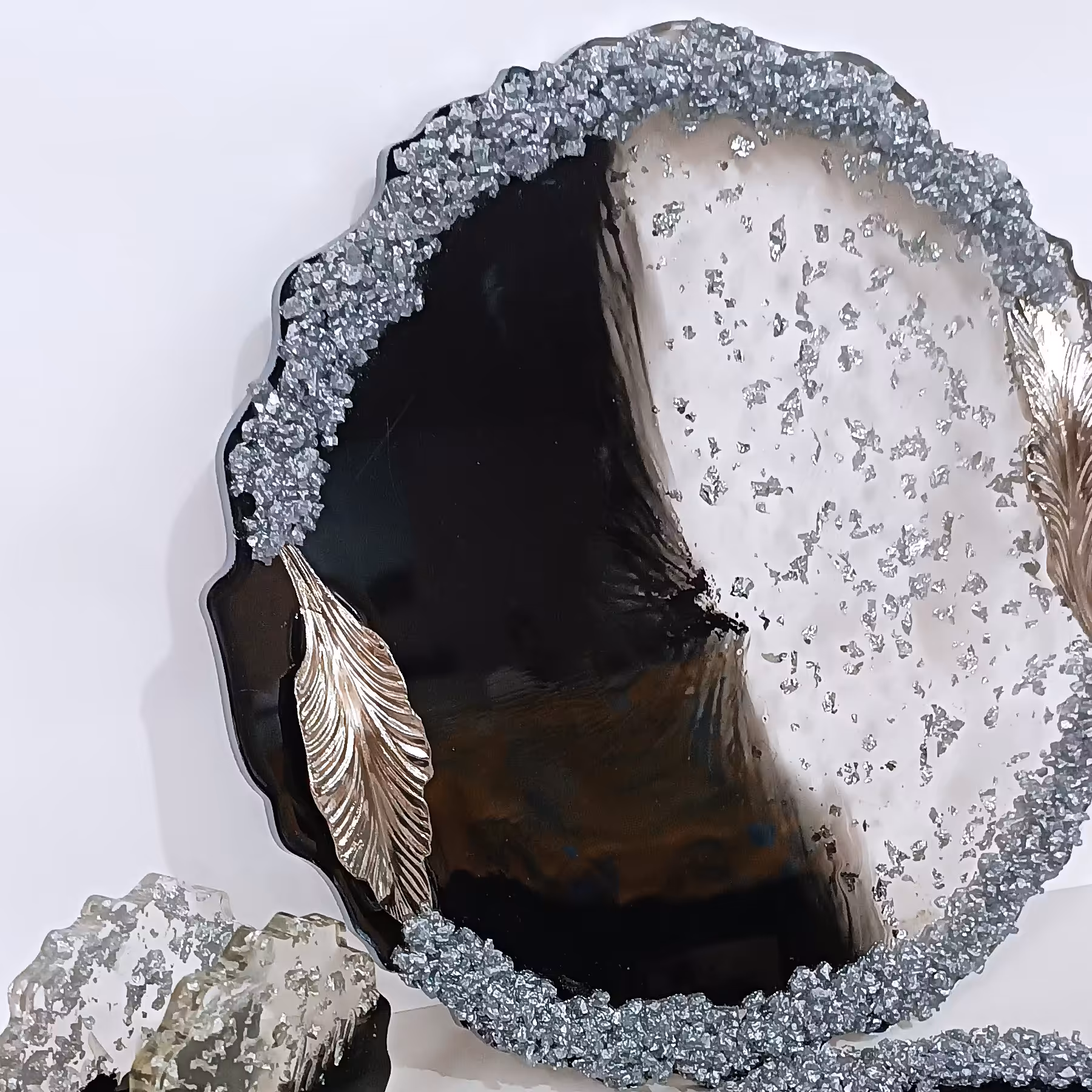 سینی رزینی مشکی نقره ای        سایز30