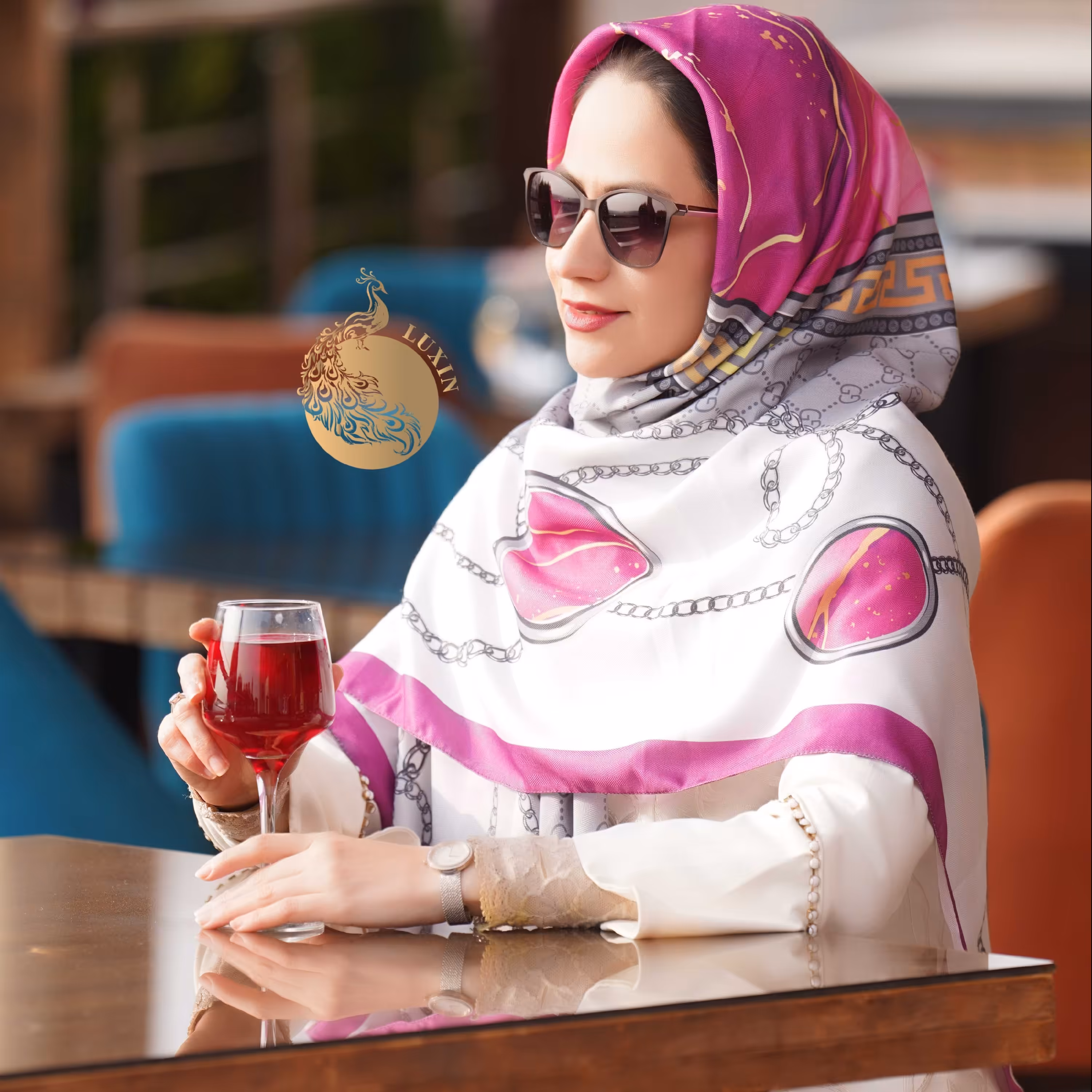 روسری ارغوانی آبرنگی