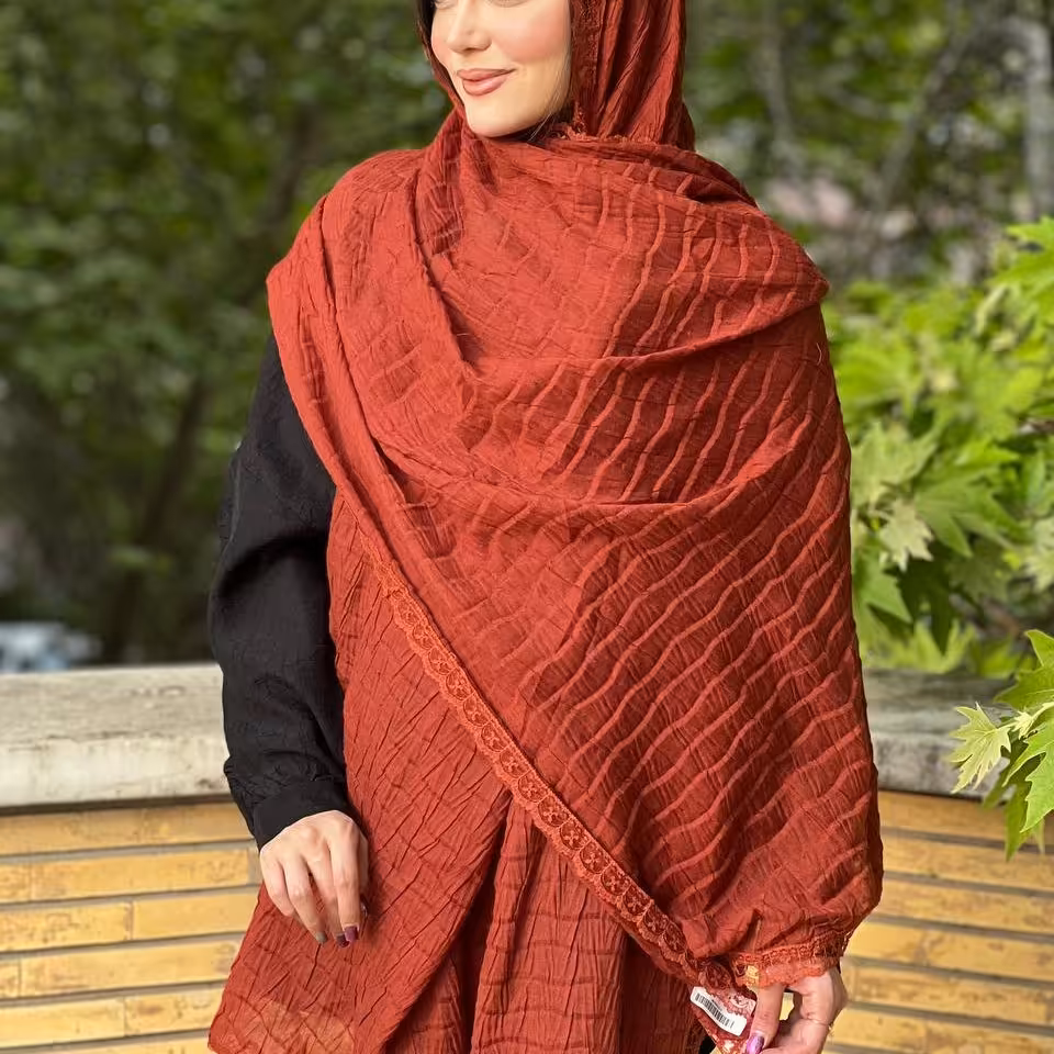 شال نخی پلیسه حاشیه توری کد 31148(4)