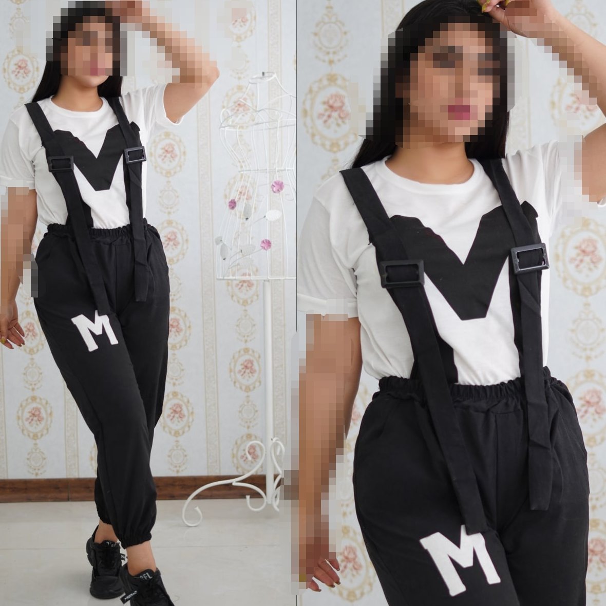 ست تیشرت شلوار پیشبندی زنانه