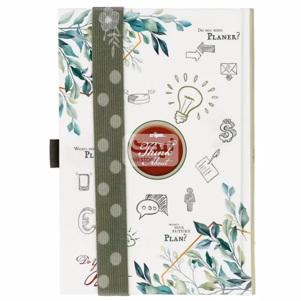 دفتر برنامه ریزی (پلنر) کش دار کلیپس – طرح گل سبزClips Green Planner notebook